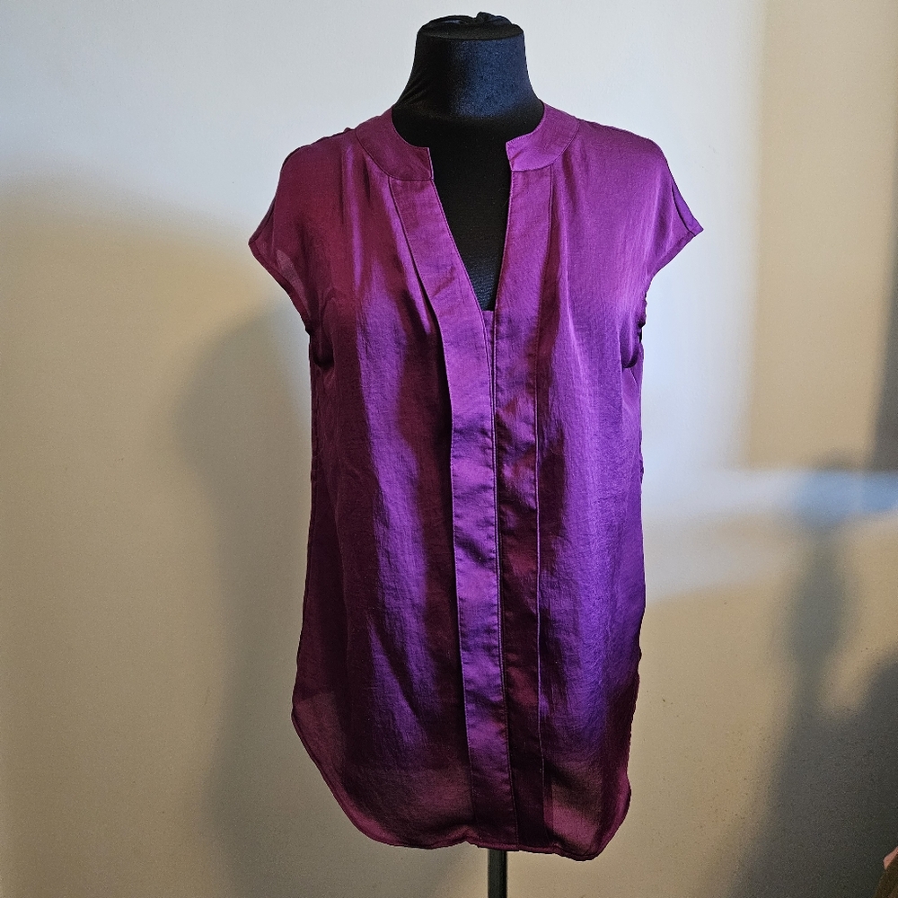 Coldwater Creek Magenta Women's Button down Cap Sleeve Top Medium